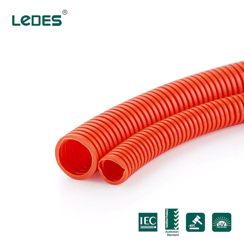 Corrugated plastic tubing for solar power orange heavy duty iec asnzs certified