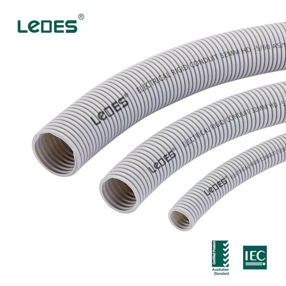 Ledes corrugated conduit gray medium duty asnzs certified