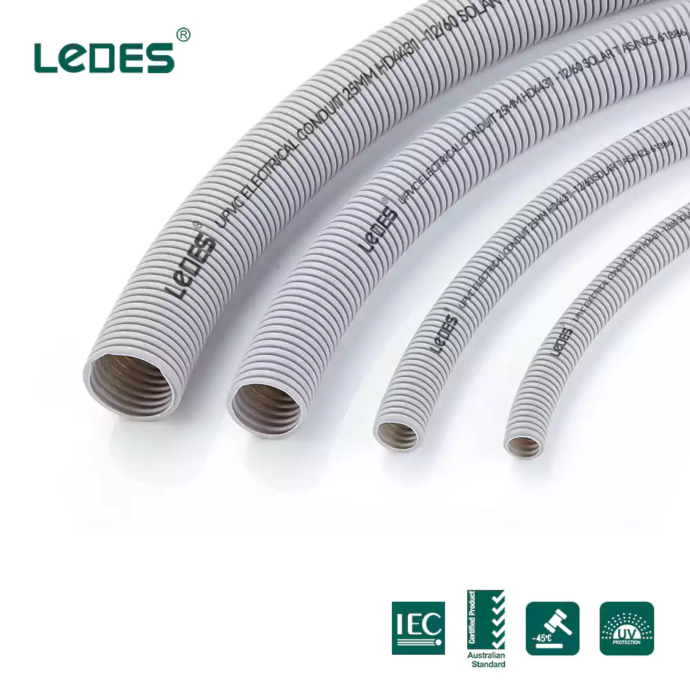 Solar corrugated conduit gray medium duty iec asnzs ul listed