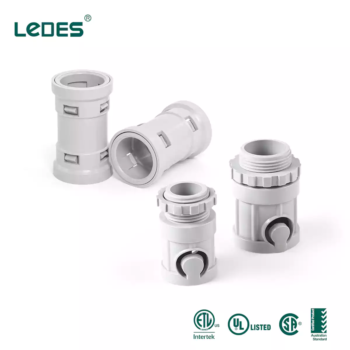 Flexible conduit connector for ent etl ul csa asnzs certified