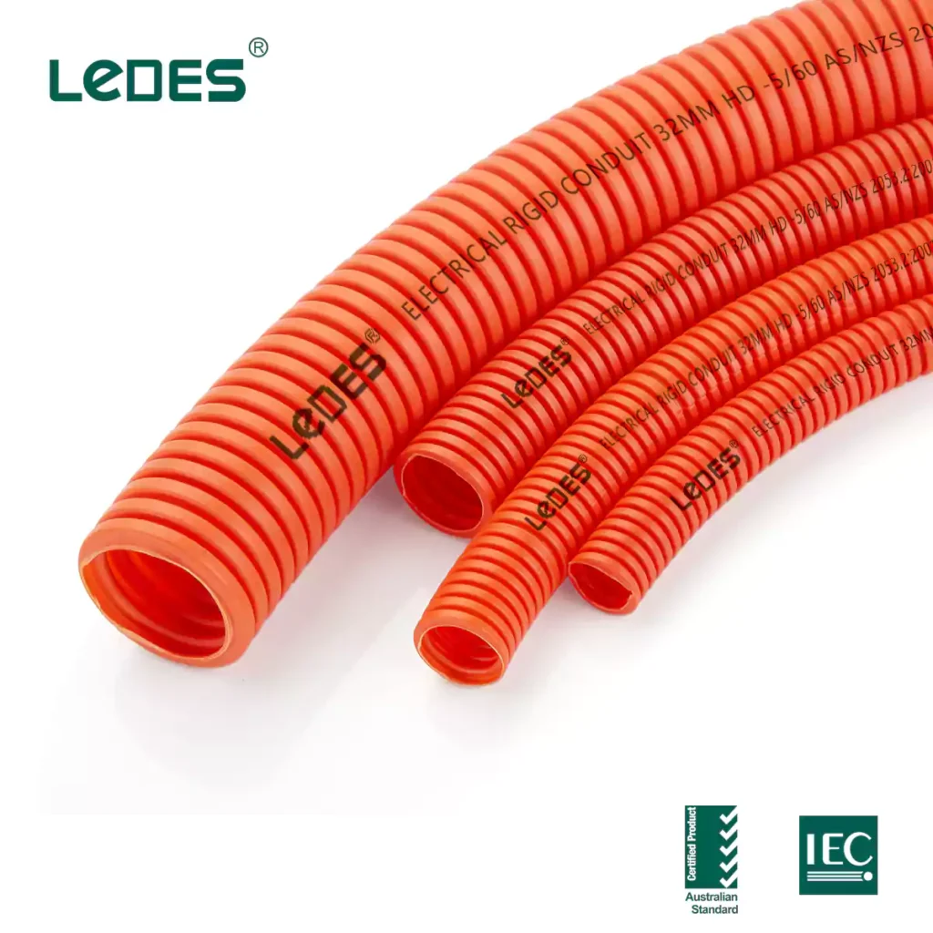 Corrugated flexible conduit orange heavy duty asnzs certified