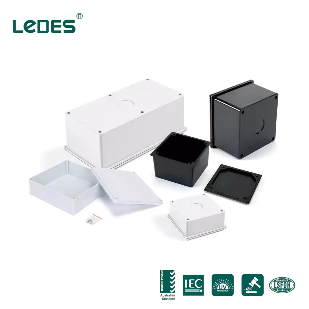 Electrical adaptable box gray white black with iec asnzs certified