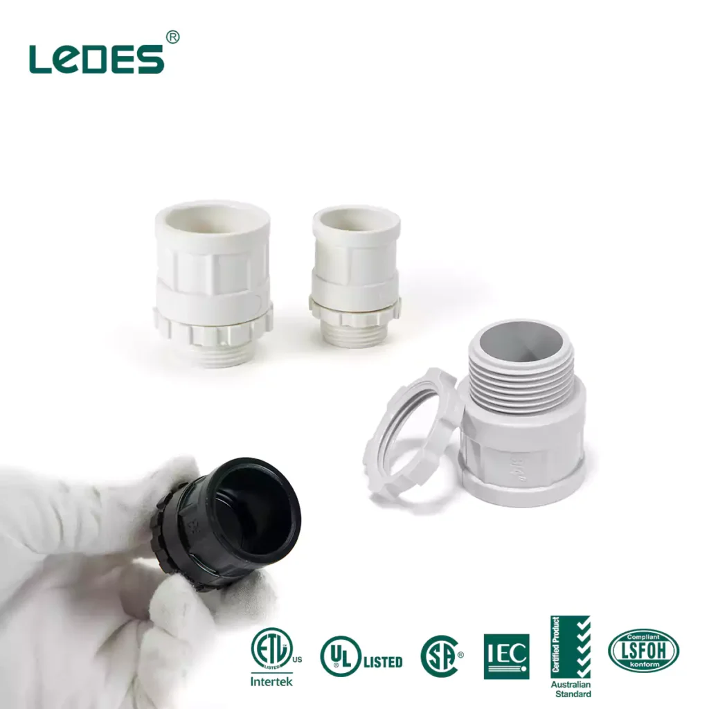 Pvc conduit adapter etl ul csa iec asnzs certified electrical fittings